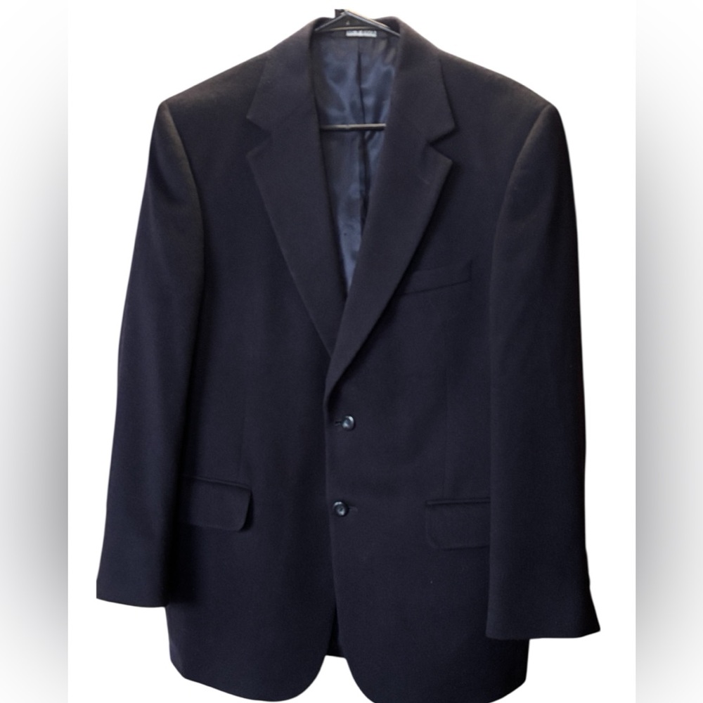 Men's Jos A Bank 100% Cashmere Blue/Black Blazer Sport Jacket. 40 regular